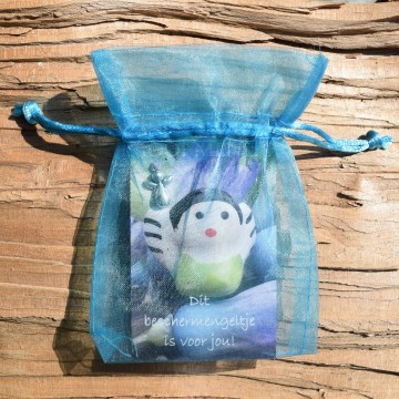 Luxe turqoise organzakje met kaartje